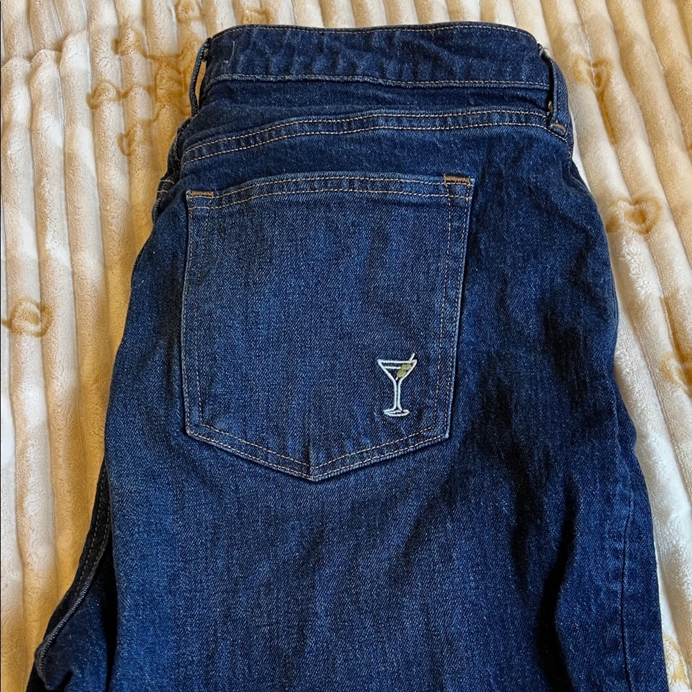 Abercrombie & Fitch Dark Blue Denim Jeans with Martini Glass Embroidery